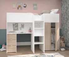 Hochbett >Tom 1< in Jacksen Eiche  / Weiss -...