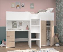Hochbett >Tom 1< in Jacksen Eiche  / Weiss -...