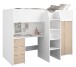 Hochbett >Tom 1< in Jacksen Eiche  / Weiss - 203x95x147cm (LxBxH)
