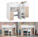 Hochbett >Tom 1< in Jacksen Eiche  / Weiss - 203x95x147cm (LxBxH)
