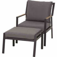 Gartenlounge-Hocker >Londra< in matt anthrazit, schwarz-silber, jeans-grau