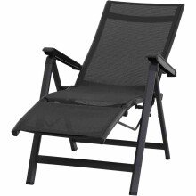 Gartenliege >Tesoro< in matt anthrazit, silber-schwarz - 70x111x60,5 (BxHxT)