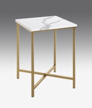 Beistelltisch >52236< in gold, marmoroptik, MDF, Metall - 39x55x39cm (BxHxT)