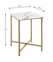 Beistelltisch >52236< in gold, marmoroptik, MDF, Metall - 39x55x39cm (BxHxT)