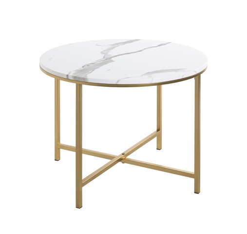 Beistelltisch >52237< in gold, marmoroptik, MDF, Metall - 45x60cm (HxD)
