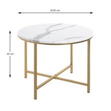 Beistelltisch >52237< in gold, marmoroptik, MDF, Metall - 45x60cm (HxD)