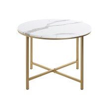 Beistelltisch >52237< in gold, marmoroptik, MDF, Metall - 45x60cm (HxD)
