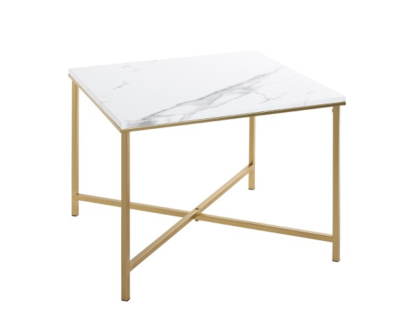 Beistelltisch >52238< in gold, marmoroptik, MDF, Metall - 60x47x60cm (BxHxT)