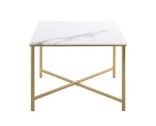 Beistelltisch >52238< in gold, marmoroptik, MDF, Metall - 60x47x60cm (BxHxT)
