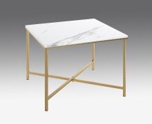 Beistelltisch >52238< in gold, marmoroptik, MDF, Metall - 60x47x60cm (BxHxT)