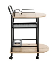 Küchenwagen >52480< in eiche, schwarz, MDF, Metall - 65x83x35cm (BxHxT)