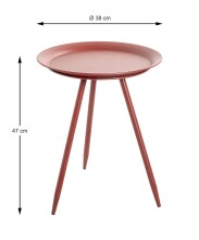 Beistelltisch >20410< in rot, Metall - 47x38cm (HxD)