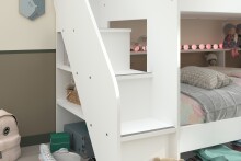 Etagenbett >Bibop 1< in Weiss / Jackson Eiche - 245x171x111cm (LxHxT)