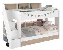 Etagenbett >Bibop 1< in Weiss / Jackson Eiche - 245x171x111cm (LxHxT)