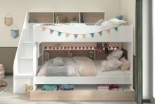 Etagenbett >Bibop 1< in Weiss / Jackson Eiche -...