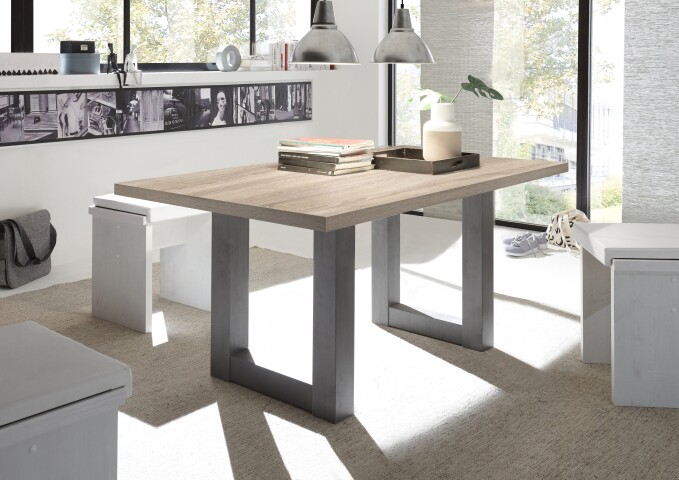 Esstisch >Big System< in graphit / eiche sägerau - 180x75x90cm (BxHxT)