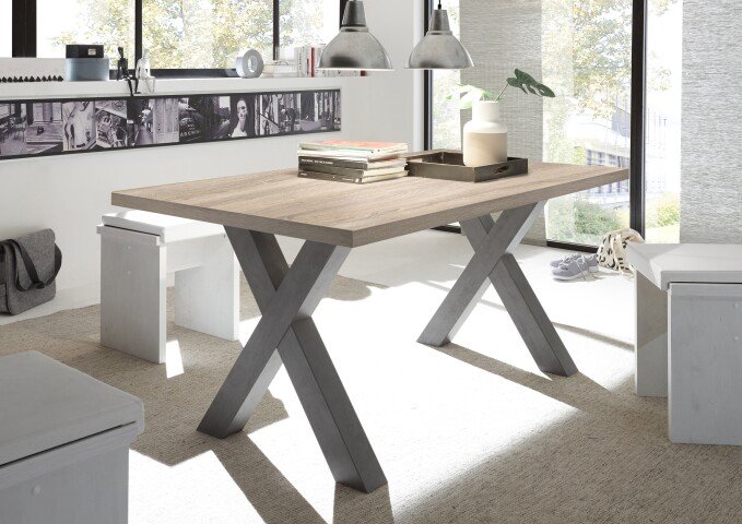Esstisch >Big System< in graphit / eiche sägerau - 180x75x90cm (BxHxT)