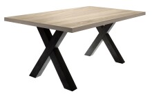 Esstisch >Big System< in schwarzstahl / eiche sägerau - 200x75x100cm (BxHxT)