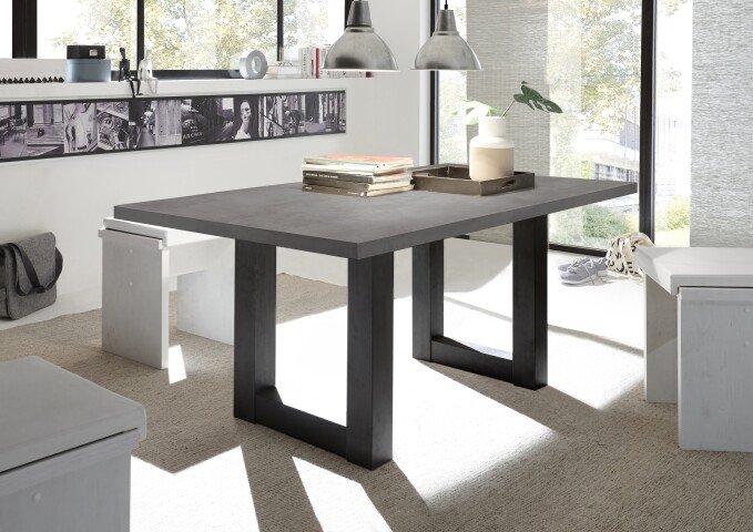 Esstisch >Big System< in schwarzstahl / graphit - 160x75x90cm (BxHxT)