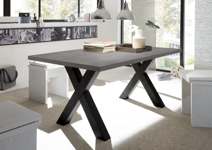 Esstisch >Big System< in schwarzstahl / graphit - 180x75x90cm (BxHxT)