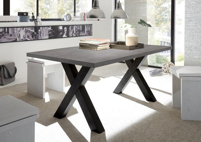 Esstisch >Big System< in schwarzstahl / graphit - 140x75x90cm (BxHxT)