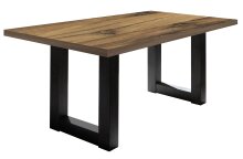 Esstisch >Big System< in schwarzstahl / plankeneiche - 160x75x90cm (BxHxT)