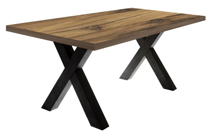 Esstisch >Big System< in schwarzstahl / plankeneiche - 200x75x100cm (BxHxT)