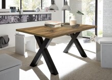 Esstisch >Big System< in schwarzstahl / plankeneiche - 200x75x100cm (BxHxT)