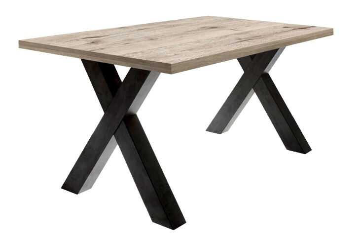 Esstisch >Big System< in schwarzstahl / sandeiche - 140x75x90cm (BxHxT)