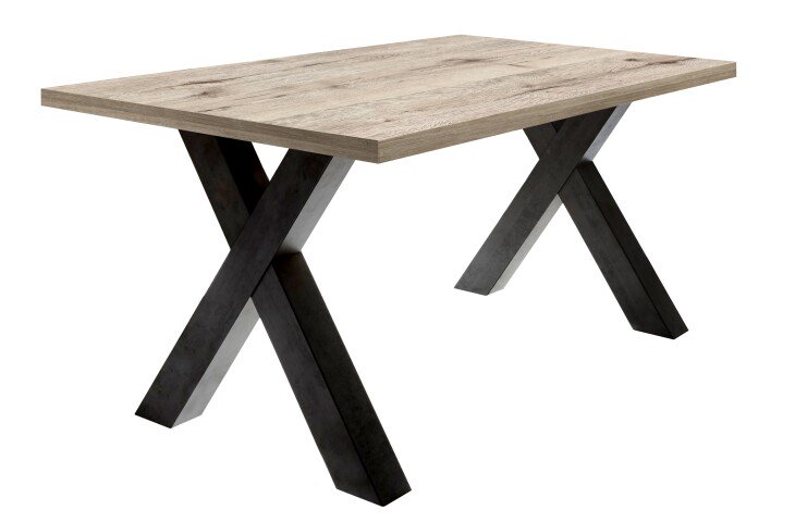 Esstisch >Big System< in schwarzstahl / sandeiche - 140x75x90cm (BxHxT)