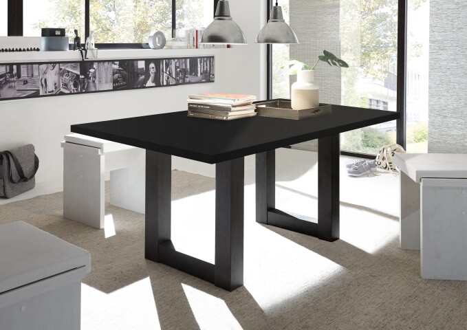 Esstisch >Big System< in schwarzstahl / schwarzstahl - 160x75x90cm (BxHxT)