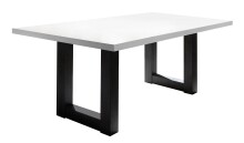 Esstisch >Big System< in schwarzstahl / weiß matt lack - 180x75x90cm (BxHxT)