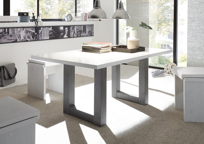 Esstisch >Big System< in graphit / weiß matt lack - 160x75x90cm (BxHxT)