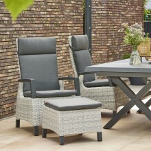 Gartenlounge-Hocker >Corido< in matt anthrazit, ice grey - 50x40x54 (BxHxT)