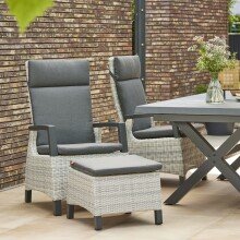 Gartenlounge-Hocker >Corido< in matt anthrazit, ice grey - 50x40x54 (BxHxT)