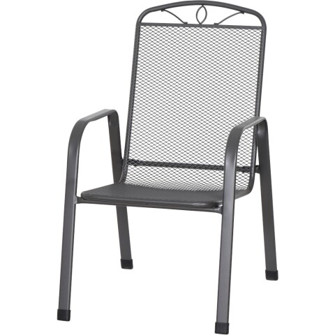 Stapelstuhl >Elda< in matt-anthrazit, Stahl pulverbeschichtet - 75x94x57 (BxHxT)