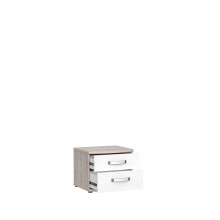 Nachtkommode >Rondino< in Sandeiche / Weiss Glanz - 50,4x41,4x46cm (BxHxT)