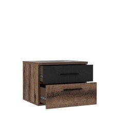 Nachtkommode >Jacky< in Schlammeiche/ Script-Schlammeiche/ Schwarz Eiche