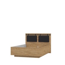 Bett >Kaszimiro< in Waterford Eiche/ Schwarz - 149,4x108,7x198,3cm (BxHxT)