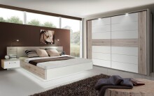 Bettanlage >Rondino< in Sandeiche Dekor mit weiss -...