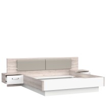 Bettanlage >Rondino< in Sandeiche Dekor mit weiss - 285x87,7x209,4cm (BxHxT)
