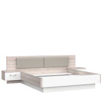Bettanlage >Rondino< in Sandeiche Dekor mit weiss - 285x87,7x209,4cm (BxHxT)