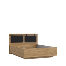 Bett >Kaszimiro< in Waterford Eiche / Schwarz - 169,4x108,7x208,3cm (BxHxT)