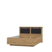 Bett >Kaszimiro< in Waterford Eiche / Schwarz - 169,4x108,7x208,3cm (BxHxT)