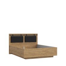 Bett >Kaszimiro< in Waterford Eiche / Schwarz - 169,4x108,7x208,3cm (BxHxT)