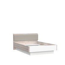 Bett >Rondino< in Sandeiche / Weiss Glanz  -...