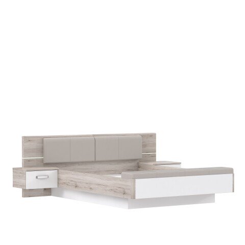 Bettanlage >Rondino< in Sandeiche Dekor mit weiss- 265,3x87,7x237cm (BxHxT)