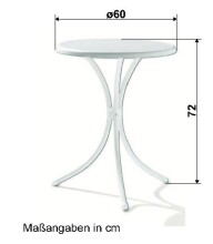 Bistrotisch >100/W KT< in Marmor weiß, mecalit®-PRO - 72x60cm (HxD)