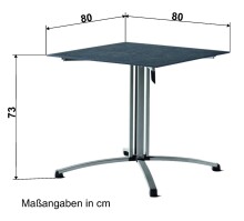 Gartentisch >5330-20< in Schiefer anthrazit, Polytec® - 80x73x80cm (BxHxT)