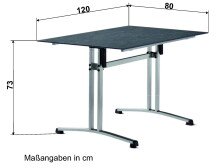 Gartentisch >5360-30< in Schiefer anthrazit, Polytec® - 120x73x80cm (BxHxT)